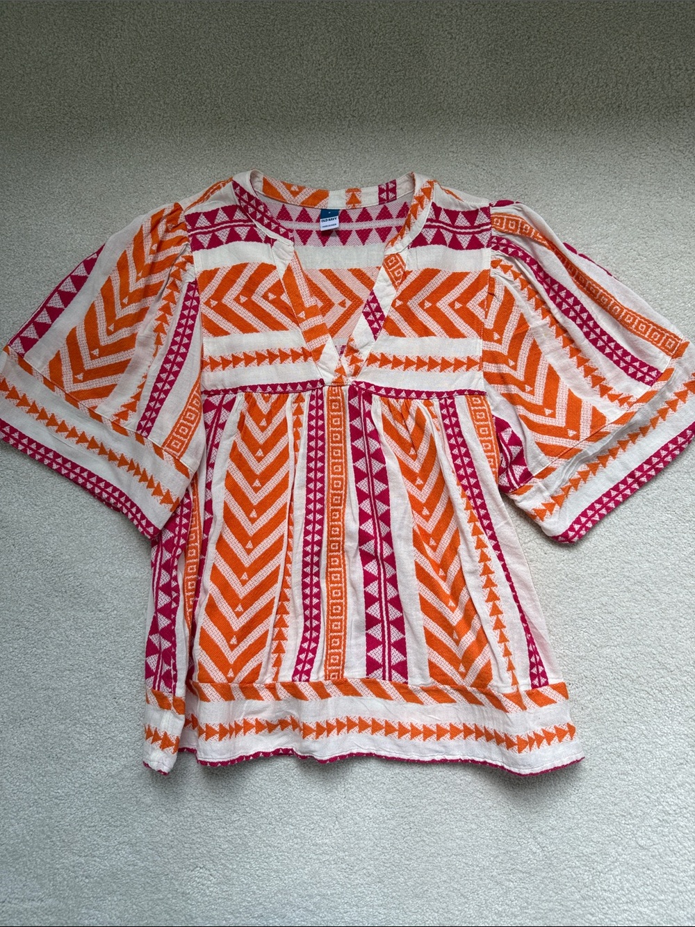 Old Navy Orange & Pink Chevron Boho Blouse